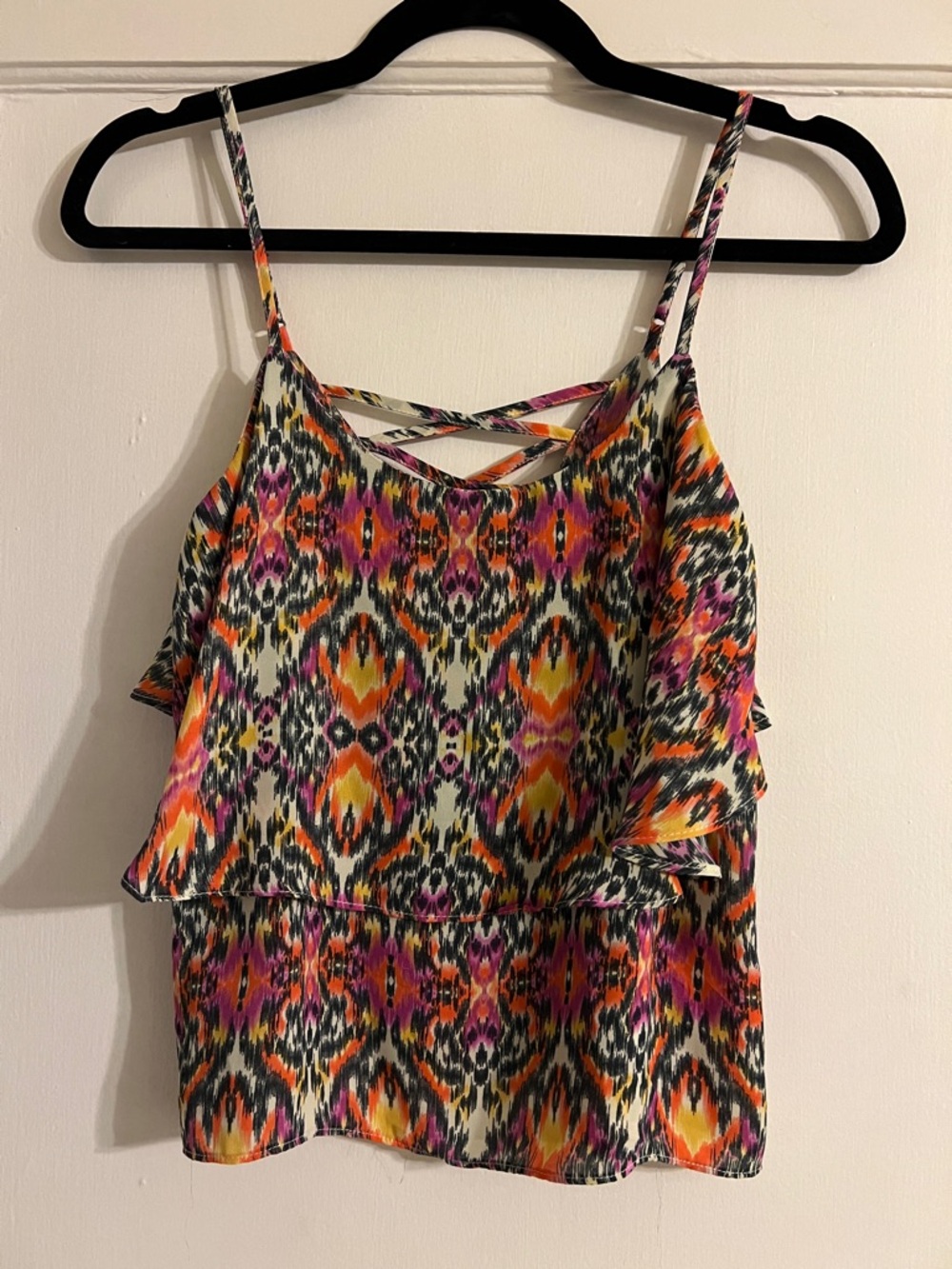 Paper Crane Multicolor Ikat-Print Spaghetti Strap Cami